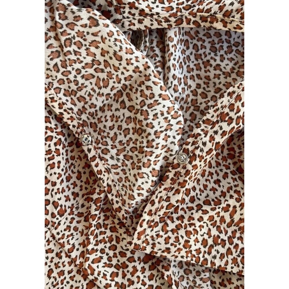Pretty Garden Long Sleeve Boho Leopard Print Maxi Dress Women’s Sz M Ruffle Hem - Picture 12 of 13